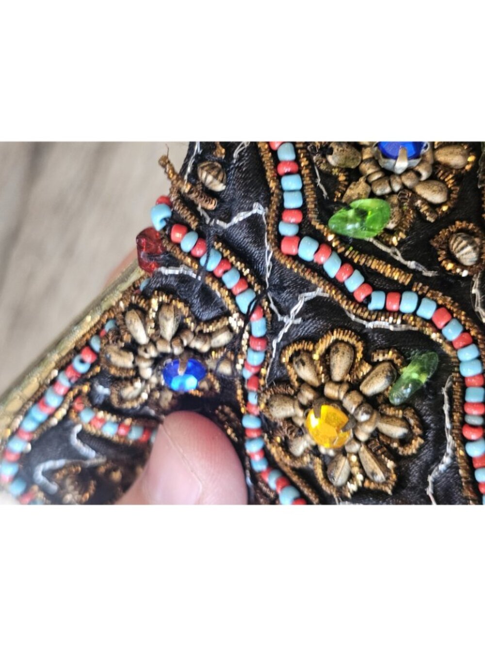 VTG‎ Black Beaded Evening Bag Clutch Floral India - Picture 12 of 13